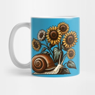 Snail with sunflowers Mug